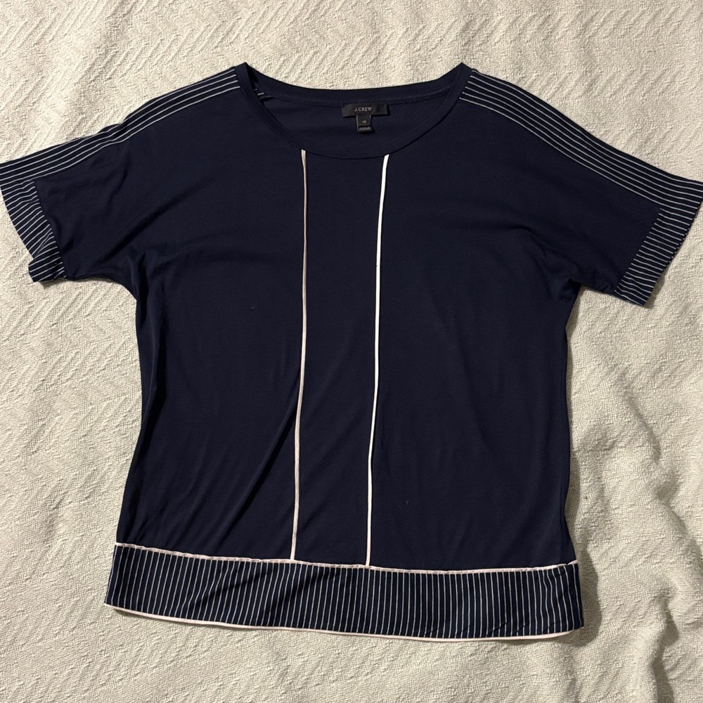 J. Crew Navy and White XS Short Sleeve Tee